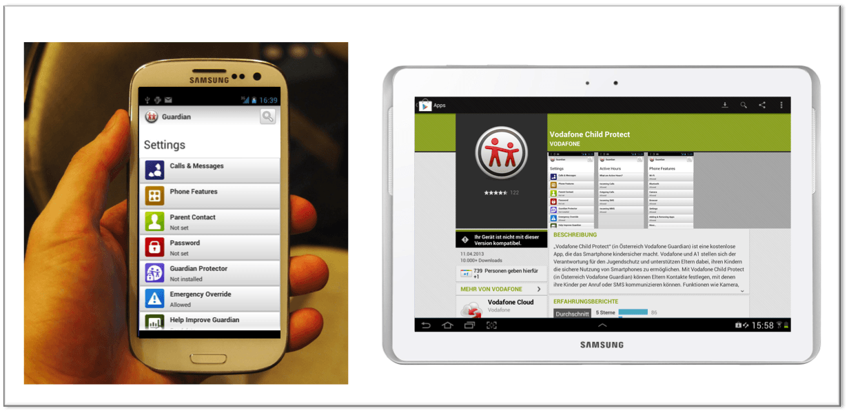 Vodafone Child Protect App für Mobile Devices